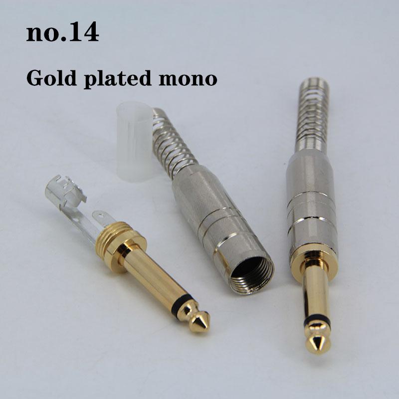 2pcs 2 3 Pole 6.35mm 6.5mm Audio Male Female Mono Stereo Solder Connector Plug Socket Gold Plated Metal Amplifier Mic Converter