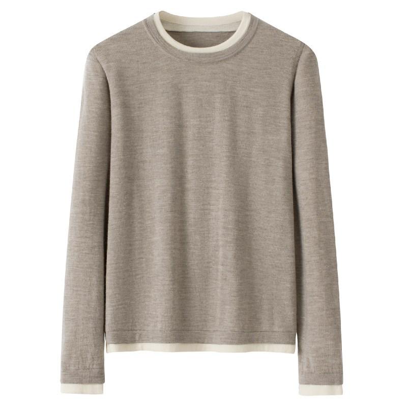 

100% Pure Cashmere Women s Crew Neck Sweater - Fine-Gauge Double-Layer Knit for Autumn/Winter XL