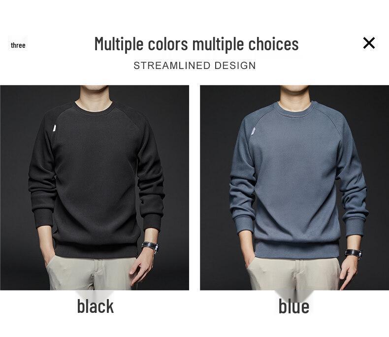 Men's German Fleece Unisex Sweatshirt - Solid Color, Round Neck, Autumn/Winter Collection