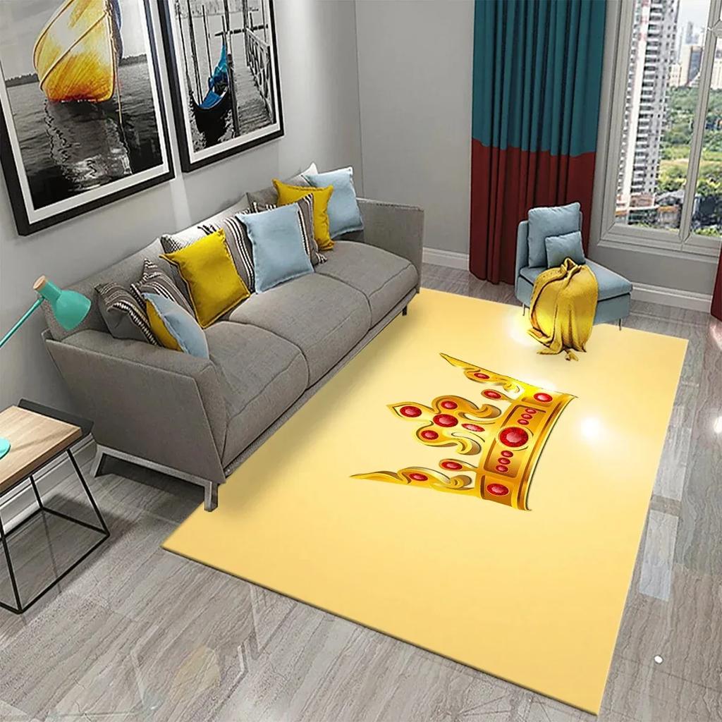 3D Luxury Skull Crown Carpet Living Room Bedroom Kids Crawling Decor Floor Rug Bathroom Kitchen Entrance Non-Slip