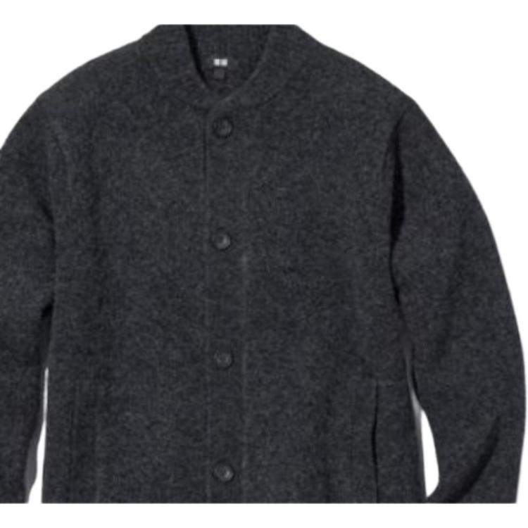 UNIQLO Button-Down Long Sleeve Knit Shirt With Baseball Collar Unisex tops Dark-Gray 451604-08