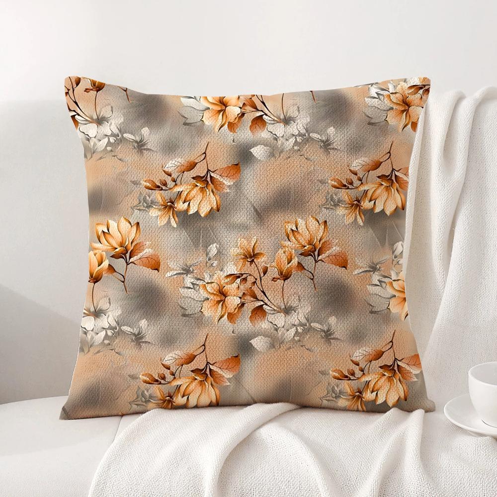 Classic Floral Print Cushion Cover Natural Linen Organic Fabric DoubleSided Printing Sofa Home Decor Gift Pillow Cover