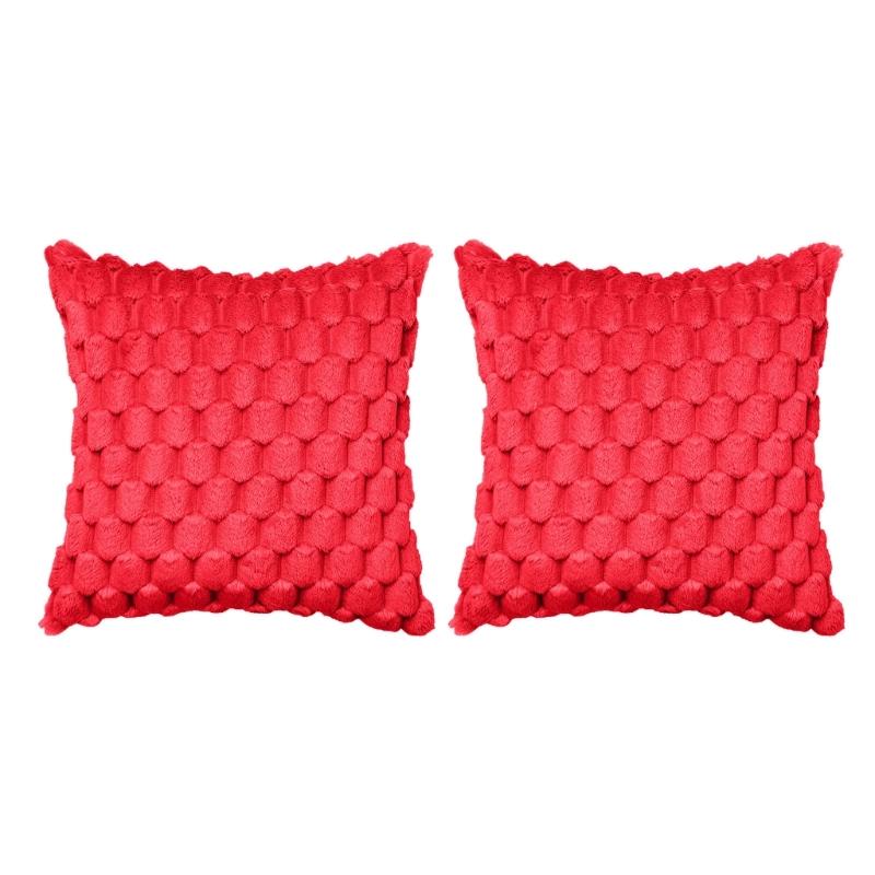 Soft Furs Throw Pillow Cover, 3D Soft Plushes Pineapple Grid Turtles Pattern Velvets Cushions Case for Home Decoration красный