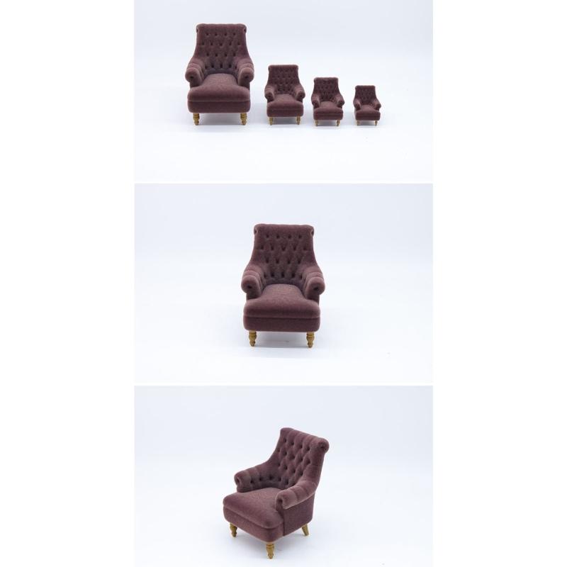 Realistic 1/12 Scale Dollhouses Sofa Set Soft Cloth Cover Simple Couch Model Furniture Accessory