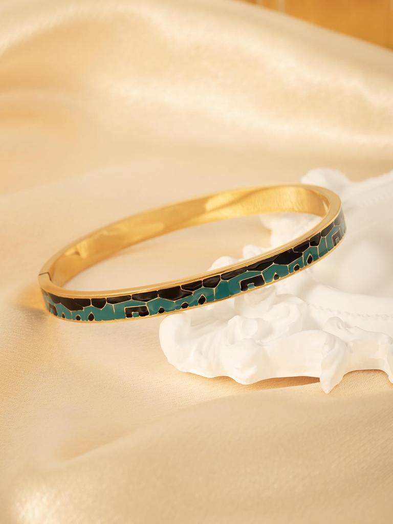 18k Gold-Plated Stainless Steel Open Bracelet - European & American Style, Light Luxury Women's Jewelry