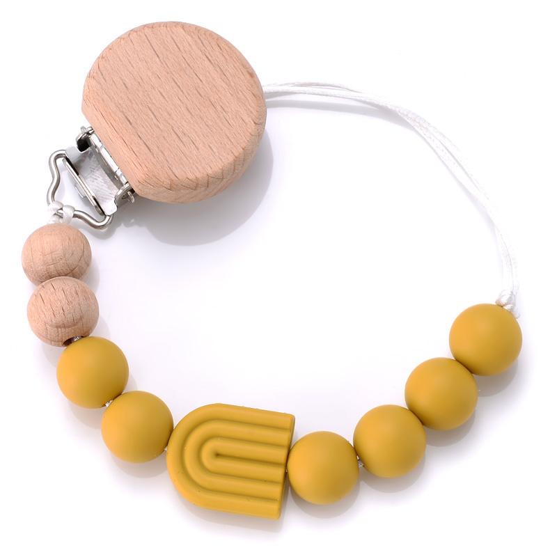 Baby Pacifier Clips Silicone Beads Wooden Crochet Ball Teething Ring Chain Nipple Clamp Dummy Holder Clip Chew Accessories