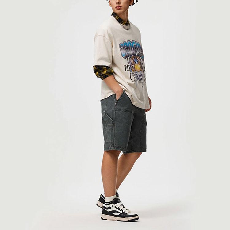 Li Ning Badfive Letter Print Round Neck Pullover Short Sleeve T-Shirt Men Tops Gravel-Gray AHSU415-2