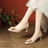 Gentle temperament bridesmaid single shoes women's thick heel square head with skirt comfortable interview commuter high heels