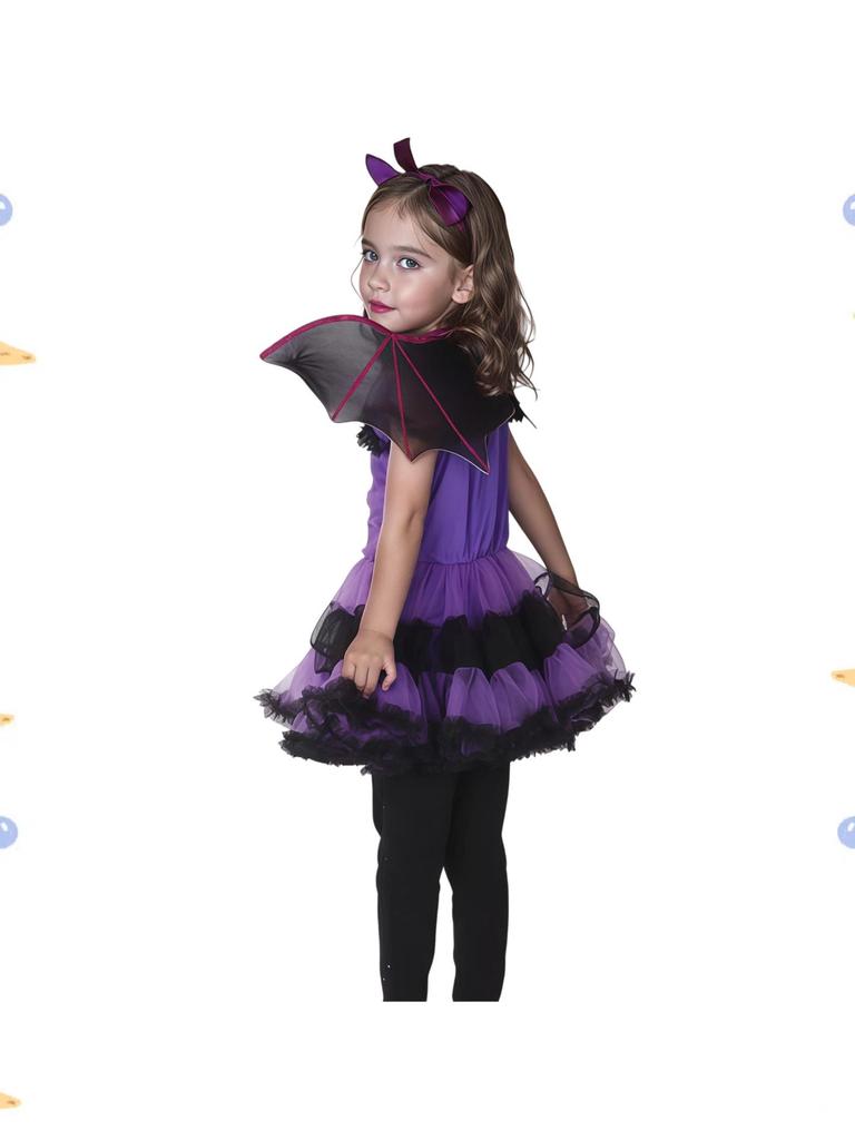 Purple Bat Girl Witch Costume - Children's Halloween Cosplay Outfit