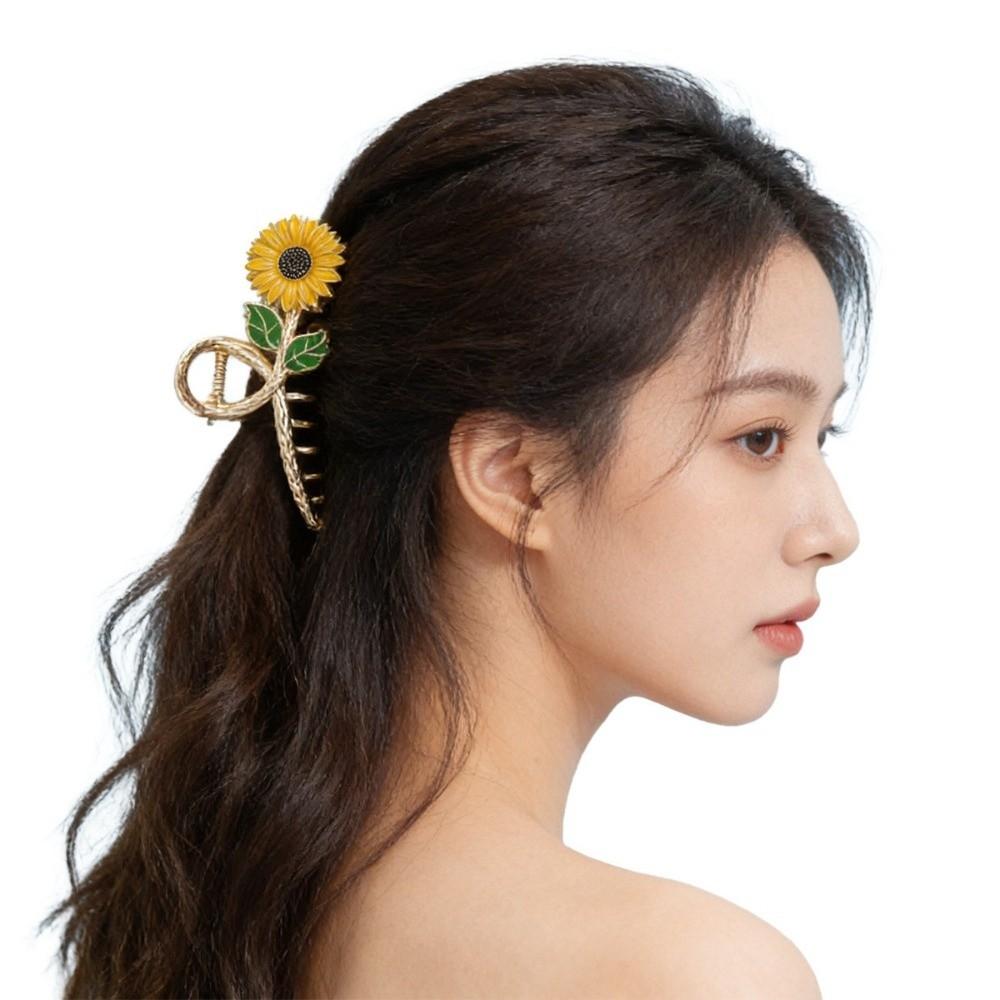 Metal Flower Hair Clips Advanced Hair Grab Fashion High Ponytail Holders  for Women Girls
