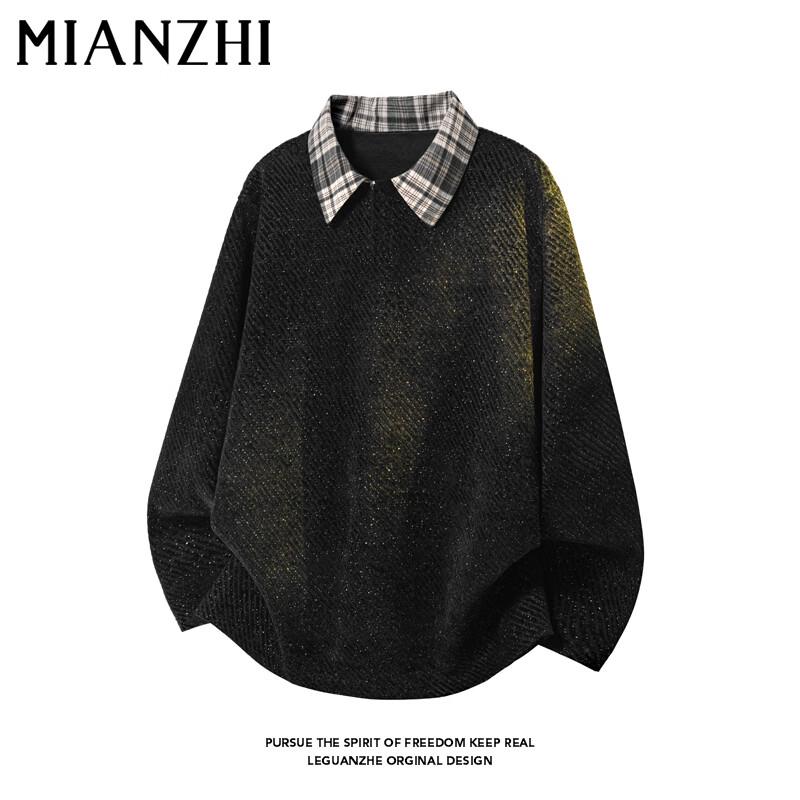 

Men s American Style Knitted Polo Collar Long Sleeve Tee M