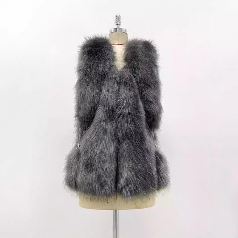 Gilet en fourrure pour femme, nouveau vêtement d'automne et d'hiver, vêtement d'extérieur, tempérament, fourrure artificielle, imitation poils de renard, veste chaude