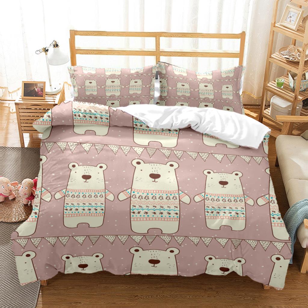 Cartoon Little Bear HD Print Bedding SetKing Size Bedding Setgirl's Bed Double Bed Duvet Covers Pillowcase Bedding Set