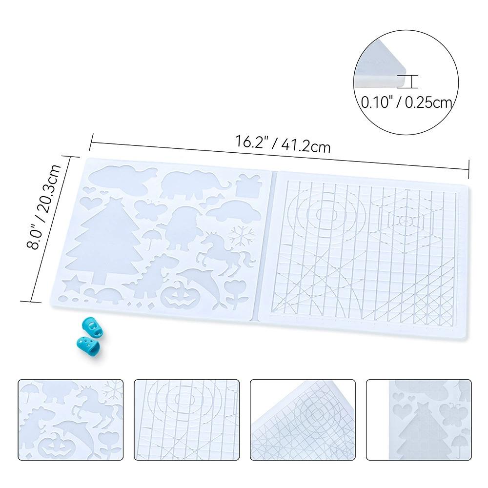 3D Printing Silicone Mat DIY With 2 Finger Protectors Template Drawing Tool Silicone Pad Drawing Tools for Kids Adults