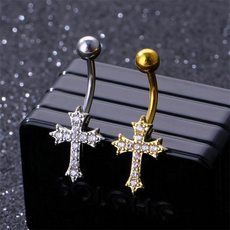 Mode Sexy Piercing Bauchnabel Nagel Körperschmuck Für Frauen Mädchen Personalisiert Einfach Kreuz Anhänger Bauchnabelringe Geschenke