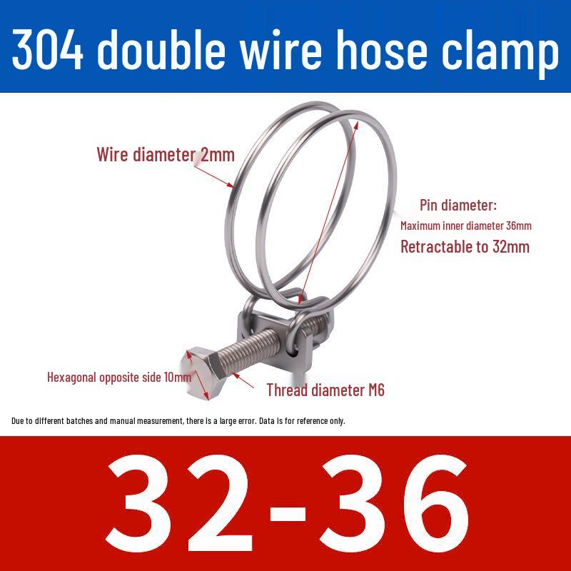 Doppeldraht-Schlauchschelle aus Edelstahl für Feuer-, Wasser-, Gasleitungen - Verdickt