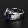 Luxury Sapphire Zircon Crystal Men's Fashion Jewelry Silver Ring