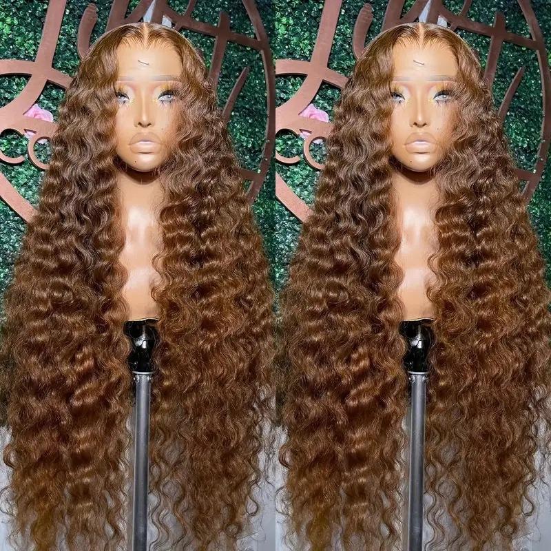 Fashionable brown wig African hot selling lace 13*4 small winding tube long curly hair chemical fiber headgear