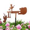 Metal Drummer Windmill Statue Garden Decorations Handmade Wind Spinner Rock Percussionist Music Art Statue for Yard Lawn Decor