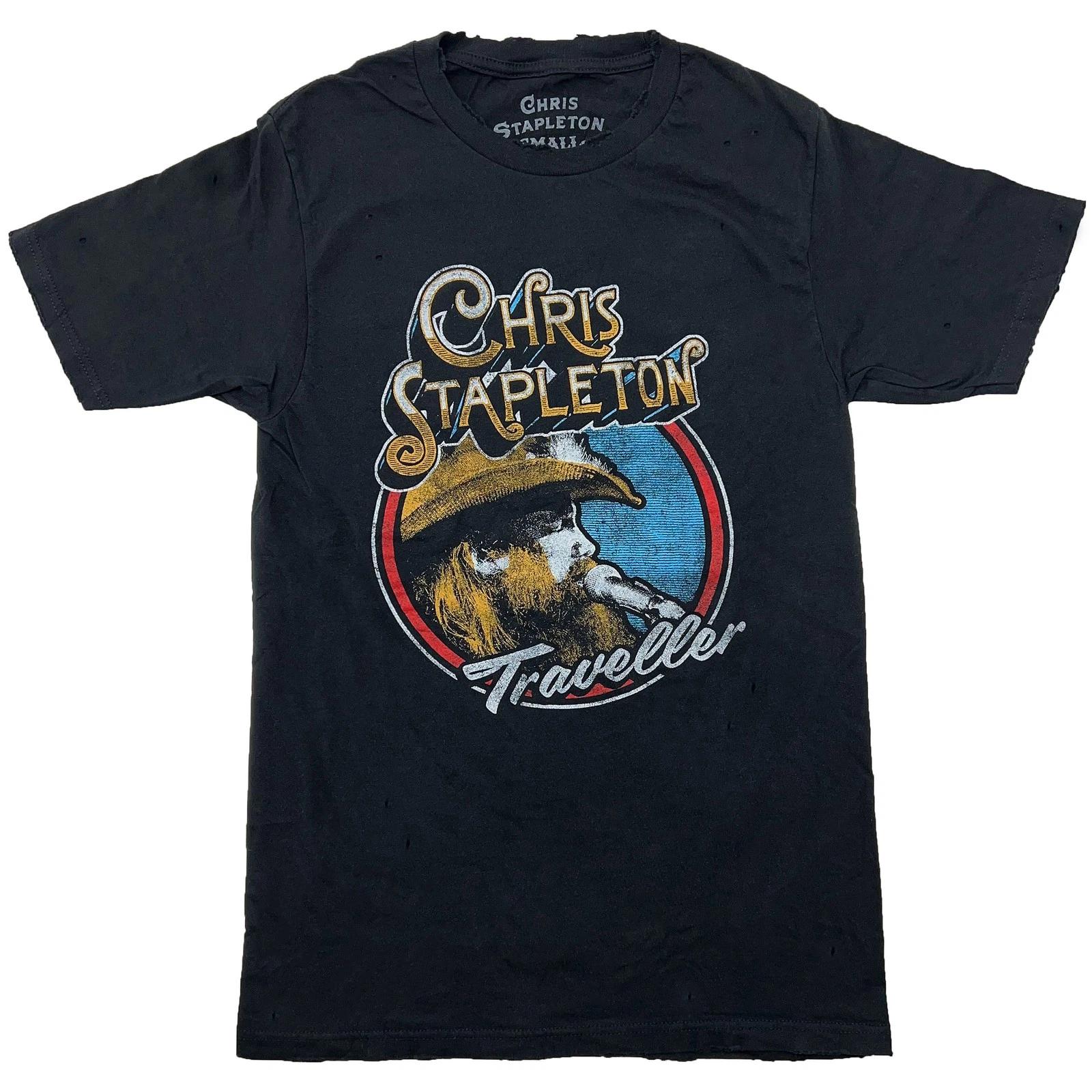 Men s Chris Stapleton Traveller Circle Photo Vintage T-shirt Medium Black M