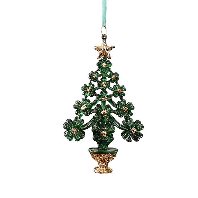 Matte Green Gradient Snowflake Christmas Tree Ornament PET Acrylic Hanging Decor Holiday Home Decoration