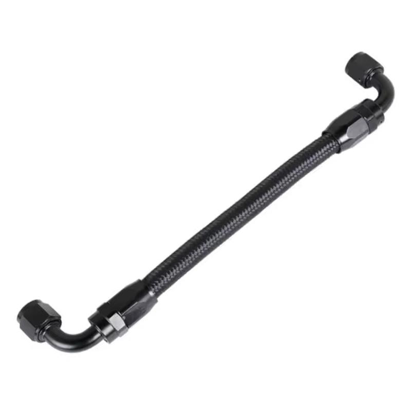 Universal AN6 AN8 AN10 Oil Fuel Hose KIT Nylon Braided Rubber Fuel Pipe+ with Two 90° Degree Fitting Hose End 6an Black 1.2M