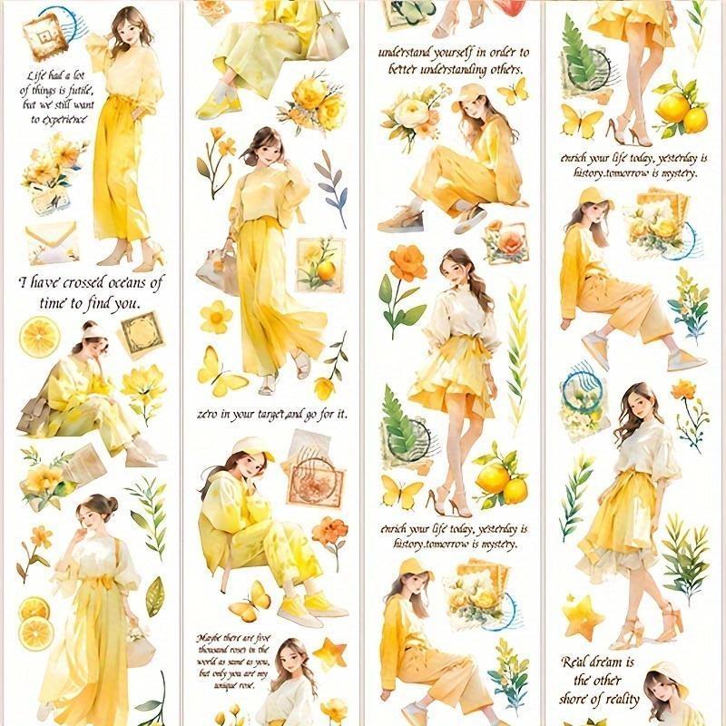 1 rotolo di nastro adesivo con tema ragazza in stile Hong Kong, manuale, scrapbooking, fai da te, decorativo, journaling, forniture