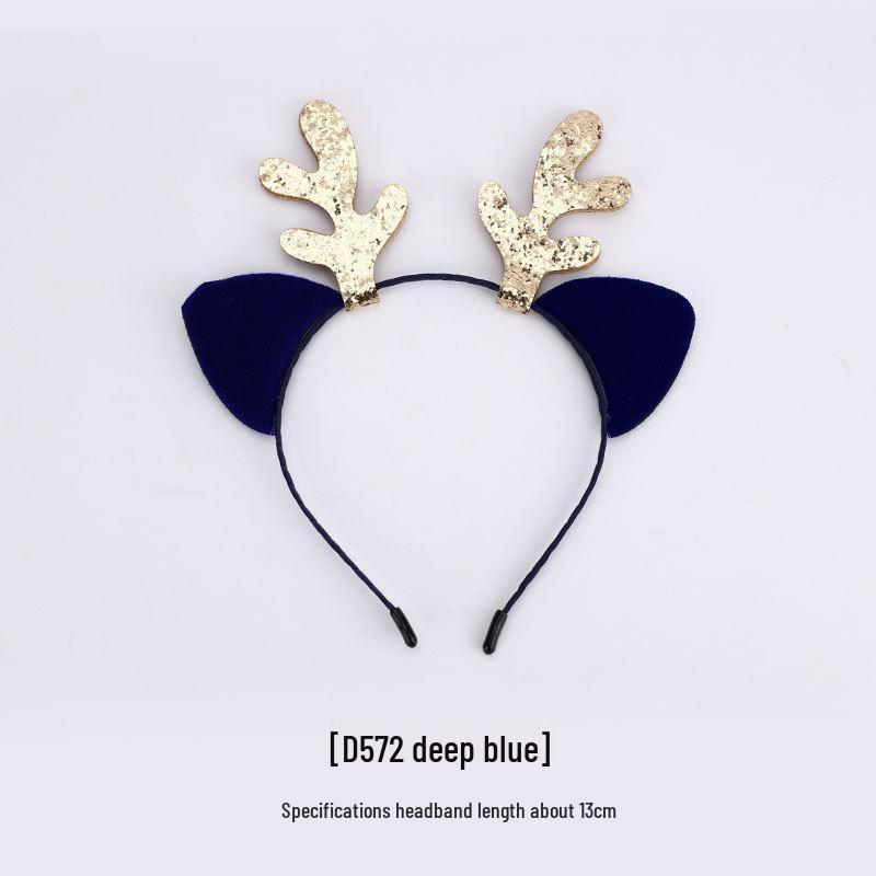 Golden Sequin Reindeer Antler Headband - Cute Christmas Hair Accessory for Girls