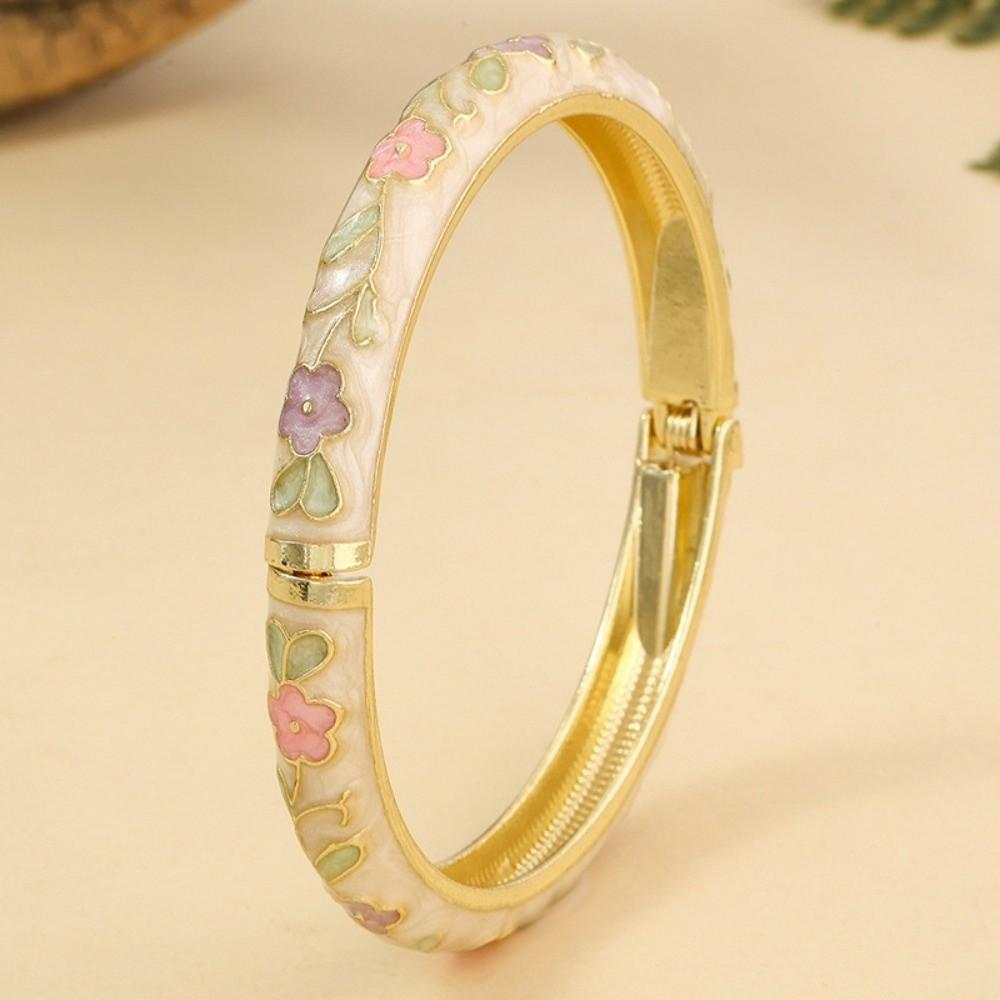 Ethnic Style Enamel Bracelet Small Flower Cloisonne Bangle New Cloisonne Bracelet Jewelry белый