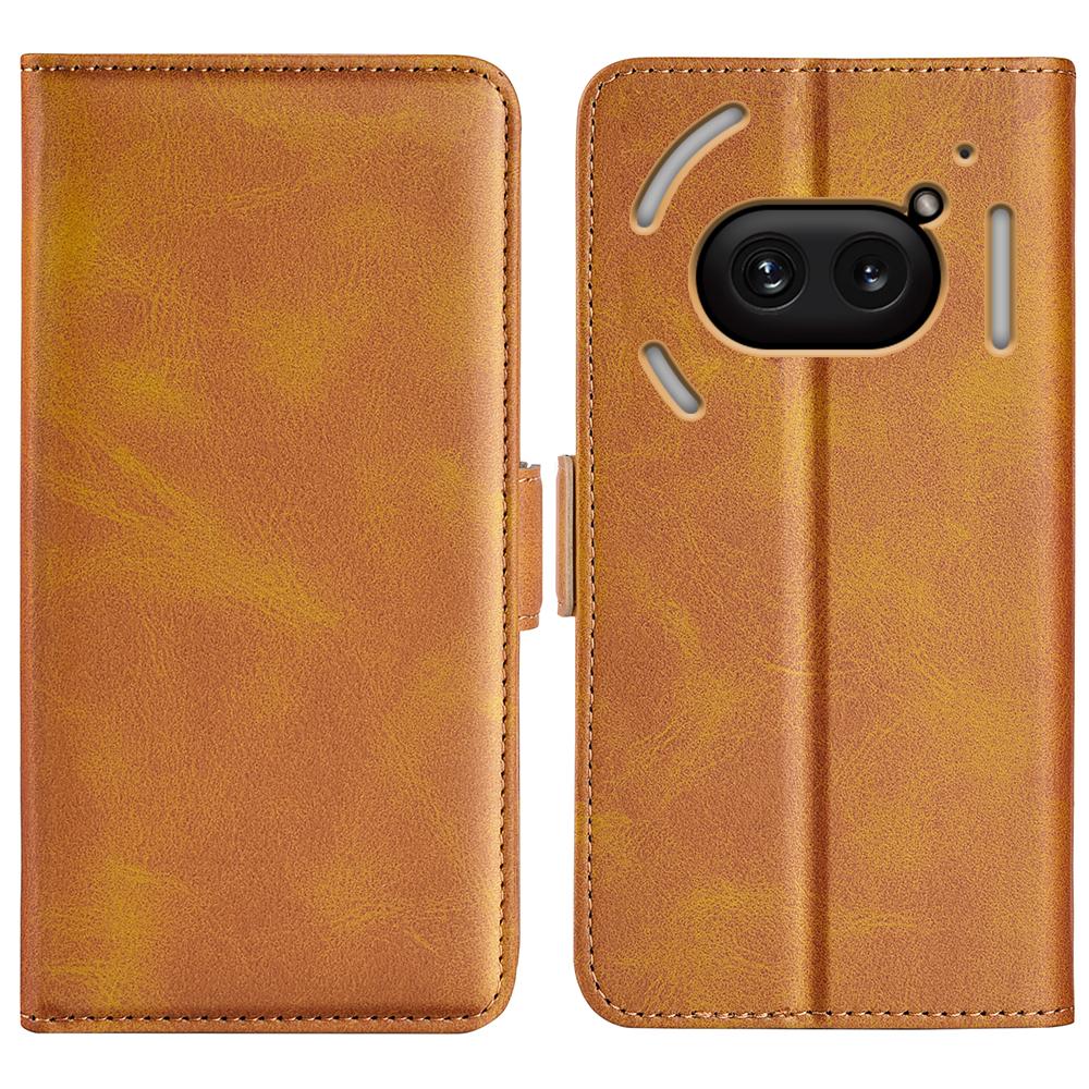 For Nothing Phone (2a) Plus/Phone (2a) Case Leather Adjustable Stand Smart Phone Cover with Dual Magnetic Clasp