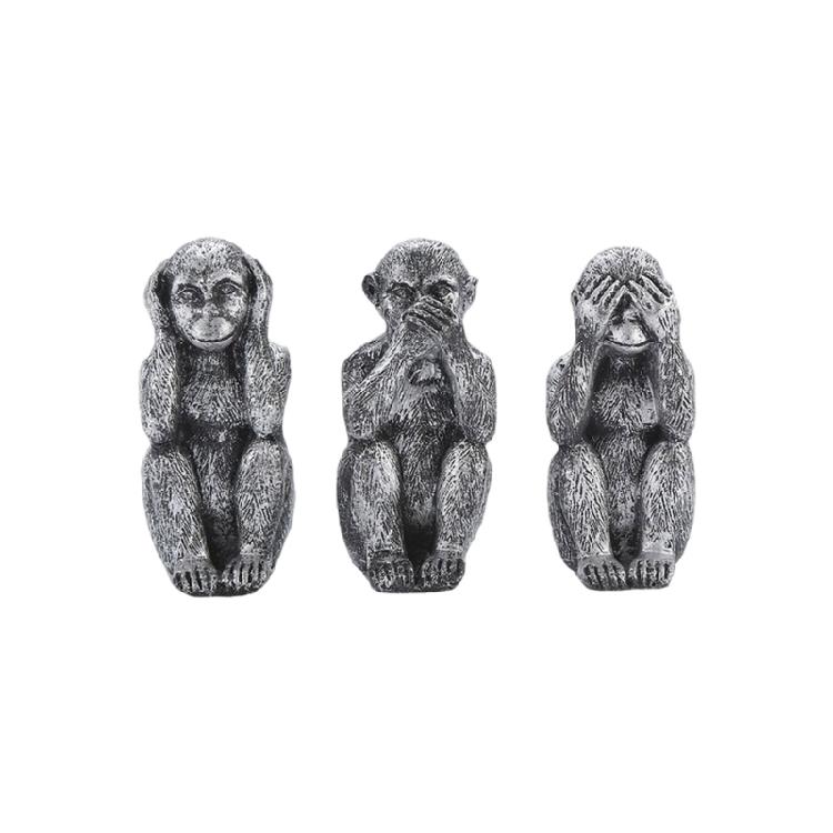 

Three Monkeys Sculpture Set See No Hear No Speak No Evil Figurines for Adding Artistic Touch to Space срібний