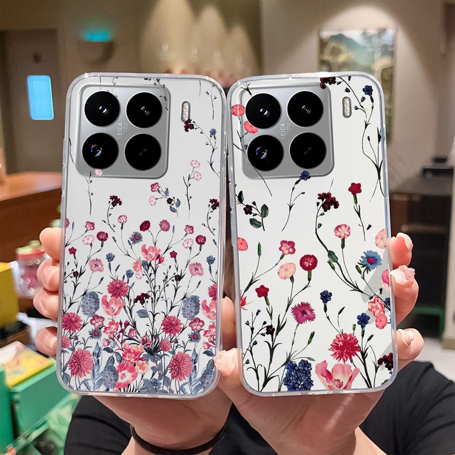 Cute Flower Case For Xiaomi 15 Pro Ultra Clear Soft Silicone Protective Bumper Cover For Xiaomi15Pro 15Ultra Anti Scratch Fundas