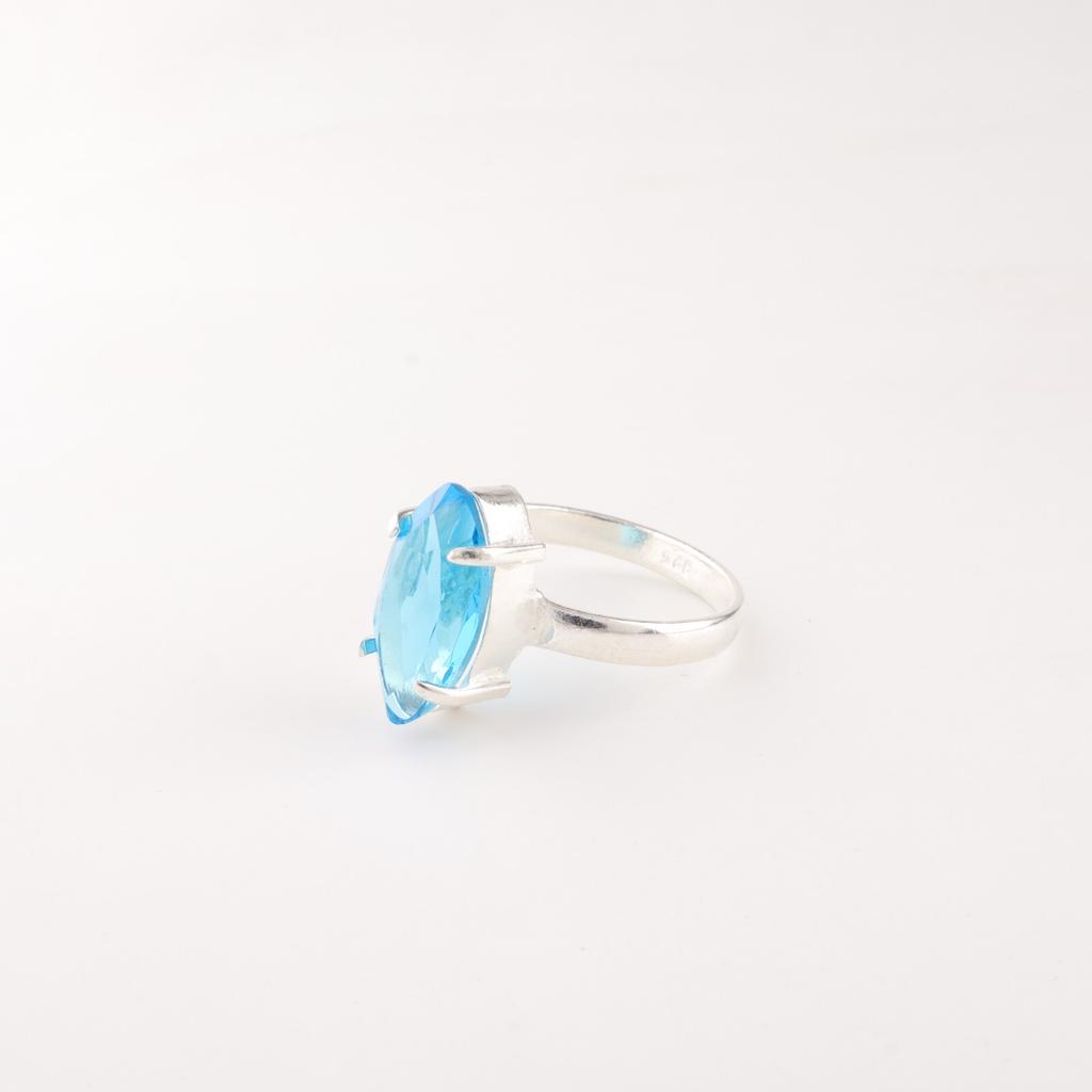 Swiss Blue Topaz Gemstone 925 Sterling Silver Jewelry Handcrafted Designer Ring RR-65-3