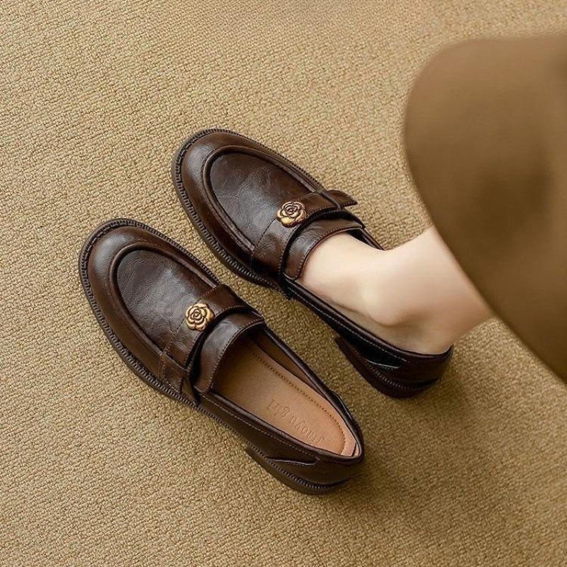 

Soft Leather Shoes - New Trendy Retro Style Low-heeled Single Shoes 40 темно-коричневого кольору