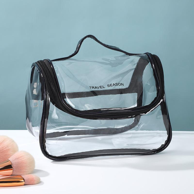 Trendy Laser Transparent Makeup Bag Portable Minimalist Handbag Travel Cosmetic Pouch Waterproof PVC Clear Toiletry Bags