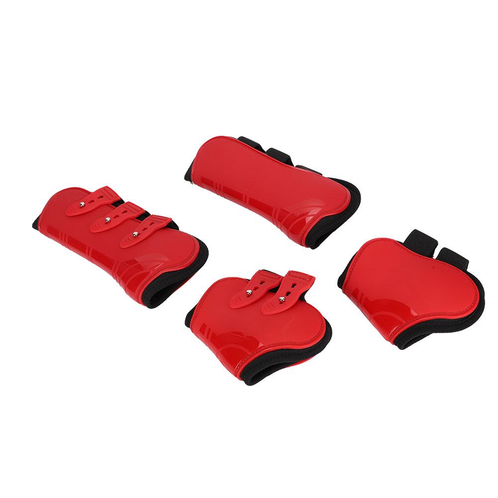 A Set of Fore Hind Leg Boots Adjustable Leg Guard Protector Horse Riding EquipmentRed L