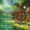 Bohemian Style Metal Wind Spinner 10 Inch Vibrant Garden Decor with 360 Swivel Hook Mandala Design for Patio Porch Yard Outdoor