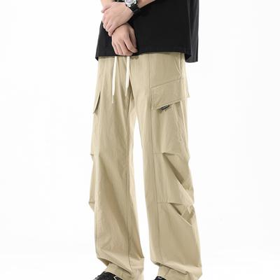 Three-dimensional Pleated Overalls Men's Summer Paratroopers Pull Rope Logging Pants