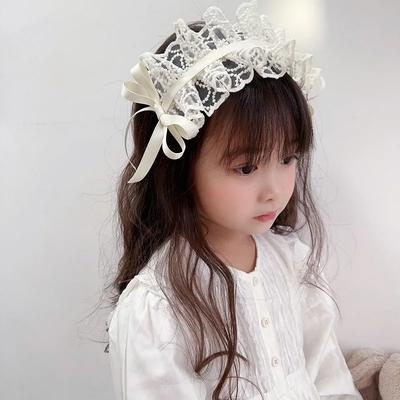 New Retro Lace Hairbands For Toddler Girl Sweet Princess Bow Hair Hoop For Little Girl Black Beige Kids Headwear Hair Accessorie