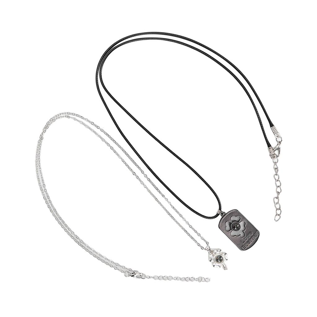 2pcs Couple Necklace Alloy Fashionable Cute Leaf Shaped Pendant Necklace Jewelry Accessory Gift