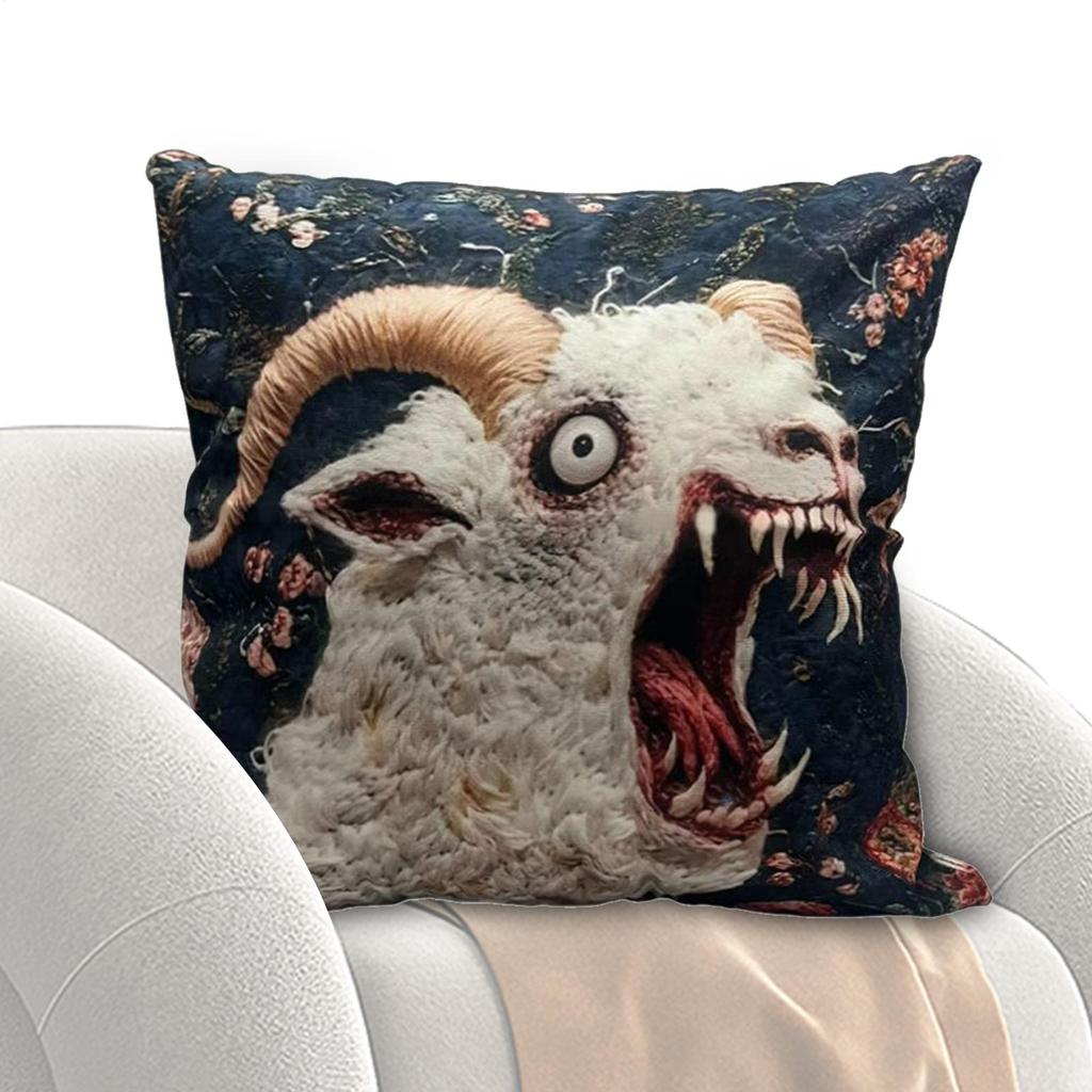 NEW Goat Couch Pillow Cover 17.7 X 17.7inch Rustic Screaming Sheep Head Home Decor Decorative Pillow Covers For Thanksgiving