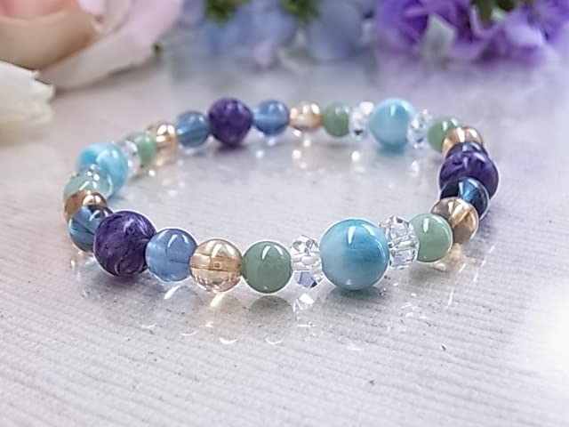 Larimar Charoite Burmese Jade Healing Adult Chic Power Stone Natural Stone Bracelet 65 D54 [LARIMARMJ]