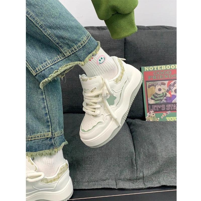 Korean Style Women S Thick Sole Sneakers Ins Trendy Retro White Shoes