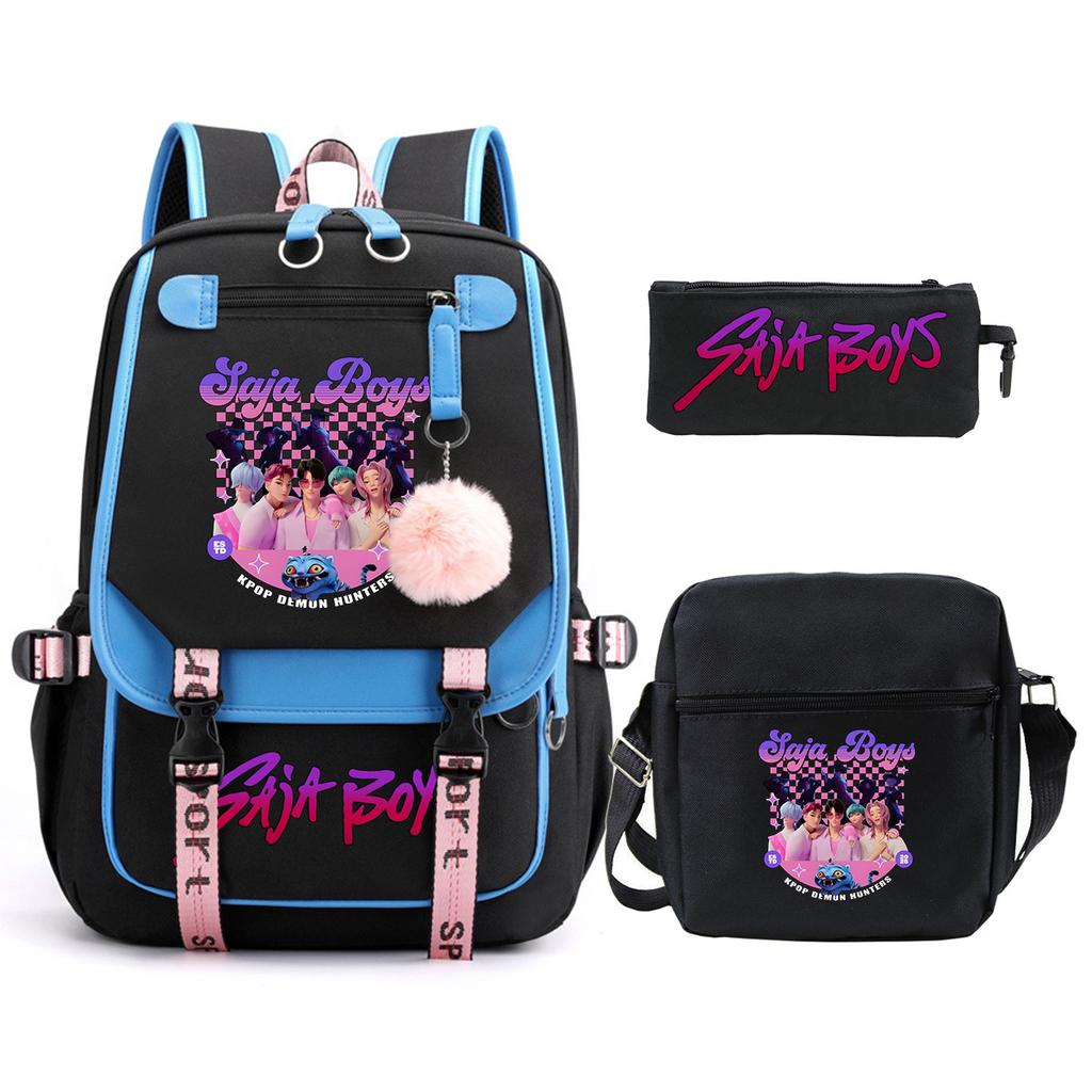 K-Pop Anime Cartoon Portable Shoulder Backpack Student Leisure School Bag Three-Piece Set