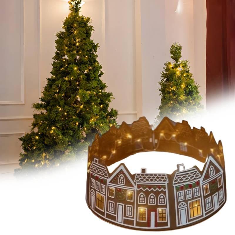 House Gingerbread Led Christmas Tree Collar Lighting Xmas Tree Skirt Decoration