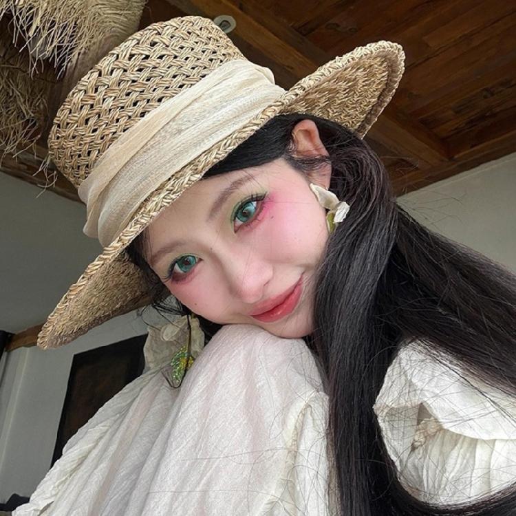 Women's Ribbon Victorian Hat Natural Paper Straw Adjustable Band Breathable Design Beach Gardening Hat