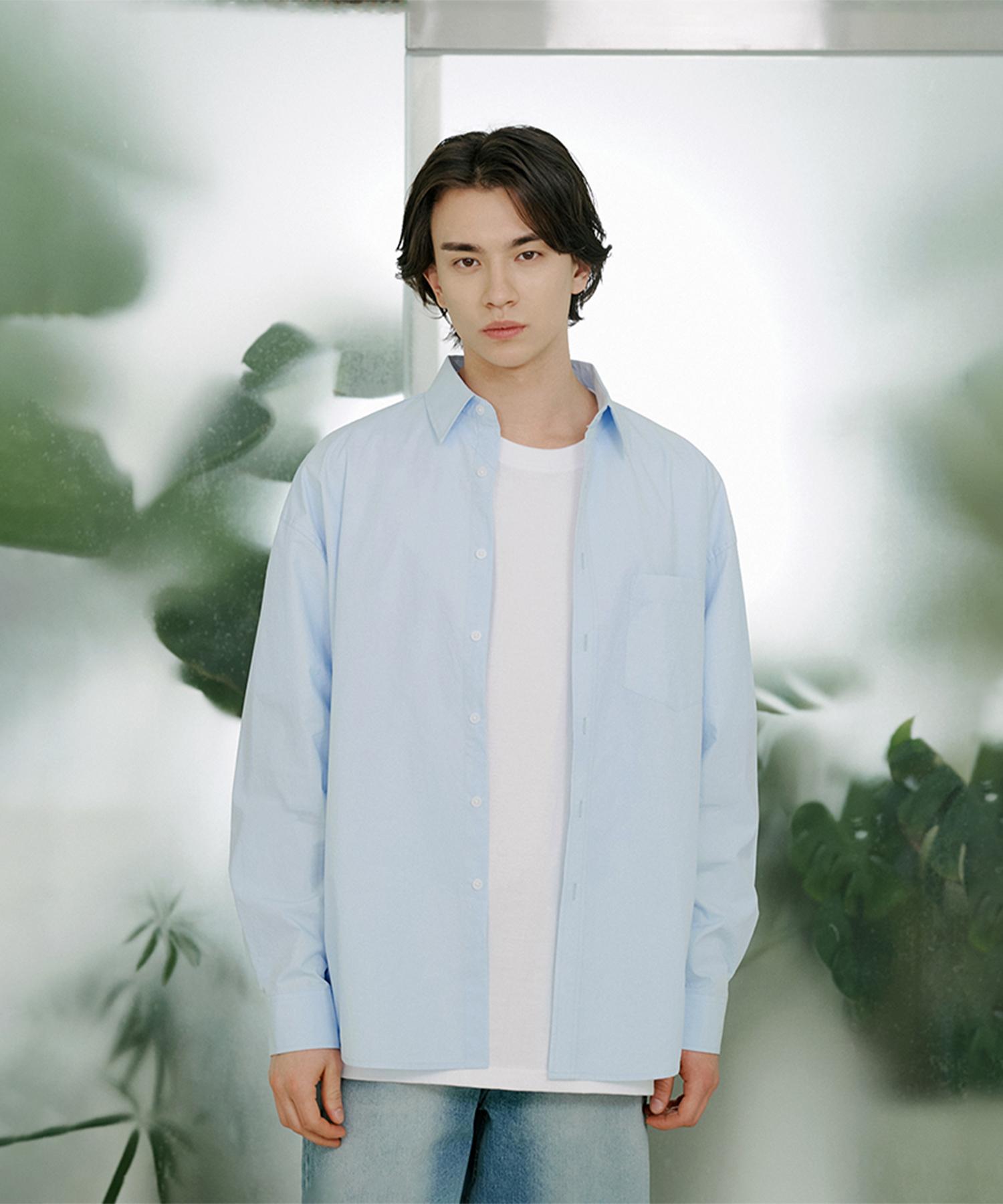 Pin Black (Men) Cotton Oversized Basic Shirt Sky Blue Sky Blue/Xl
