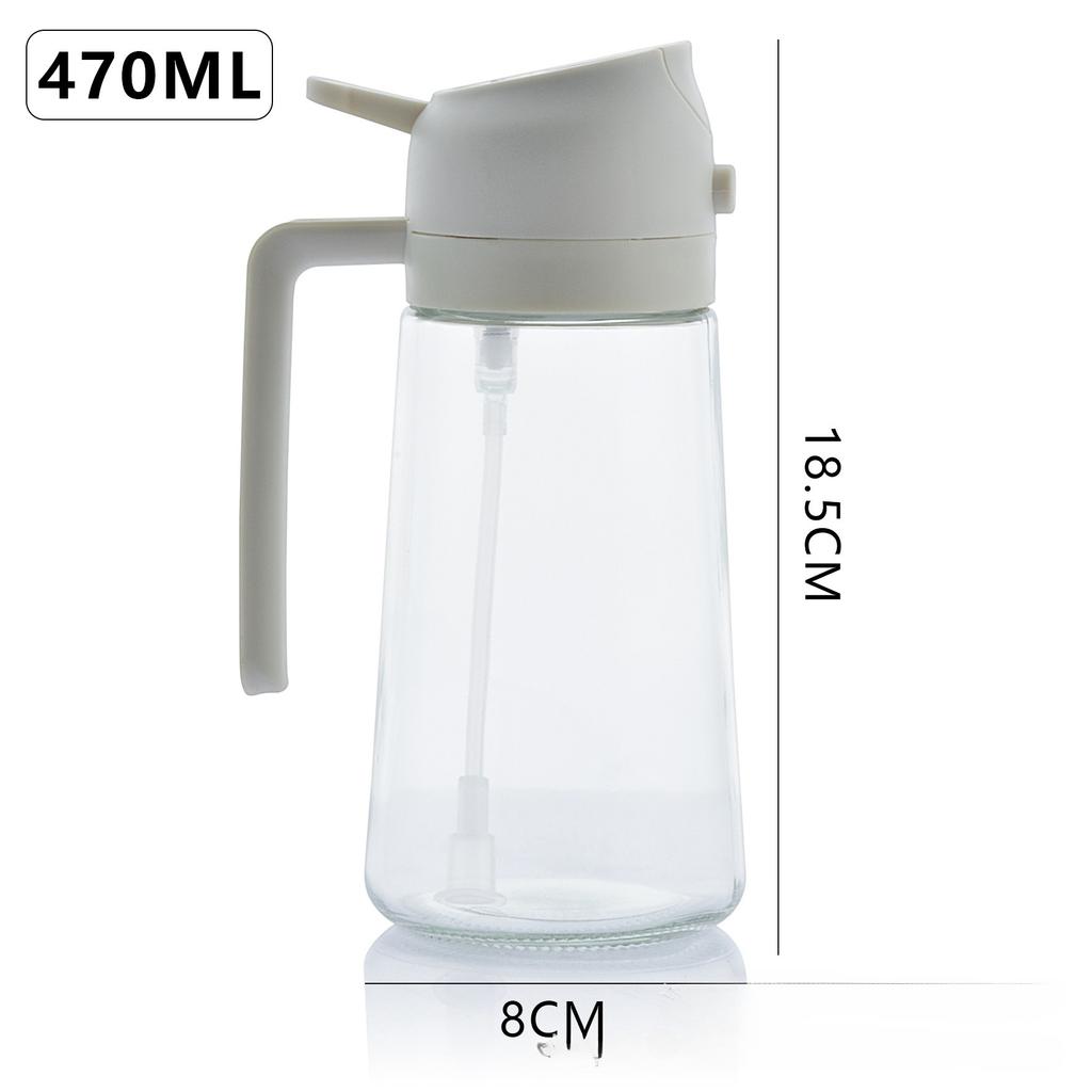 16oz/470ML Glass Oil Dispenser with Automatic Flip Lid 2in1 Kitchen Bottle,Cooking Sprayer,Leak-Proof Design,Oil Spray Bottle