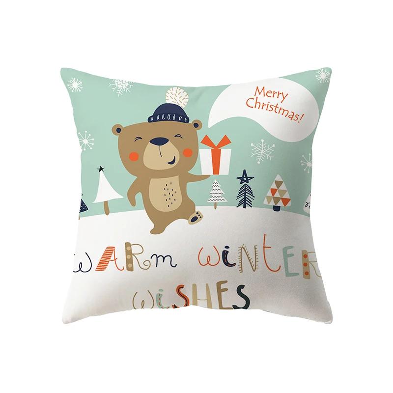 Merry Christmas Cute Santa Claus Print Pattern Cushion Cover Home Living Room Sofa Decoration Square Pillow