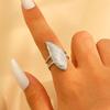Stainless Steel Flower Irregular Adjustable Rings for Women Fashion Metal Textured Leaf Index Finger Ring Luxury Jewelry